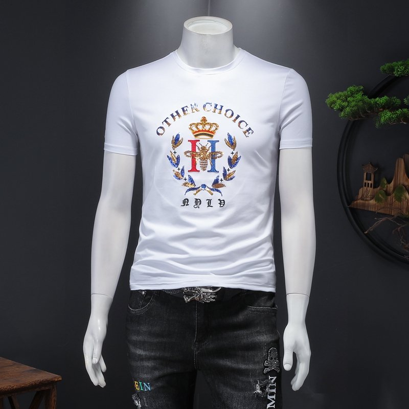 European Size Men Short Sleeve O-neck T-shirt Solid Color Simple Loose Casual Hot Sale Polyester Men's Pullover T-shirt