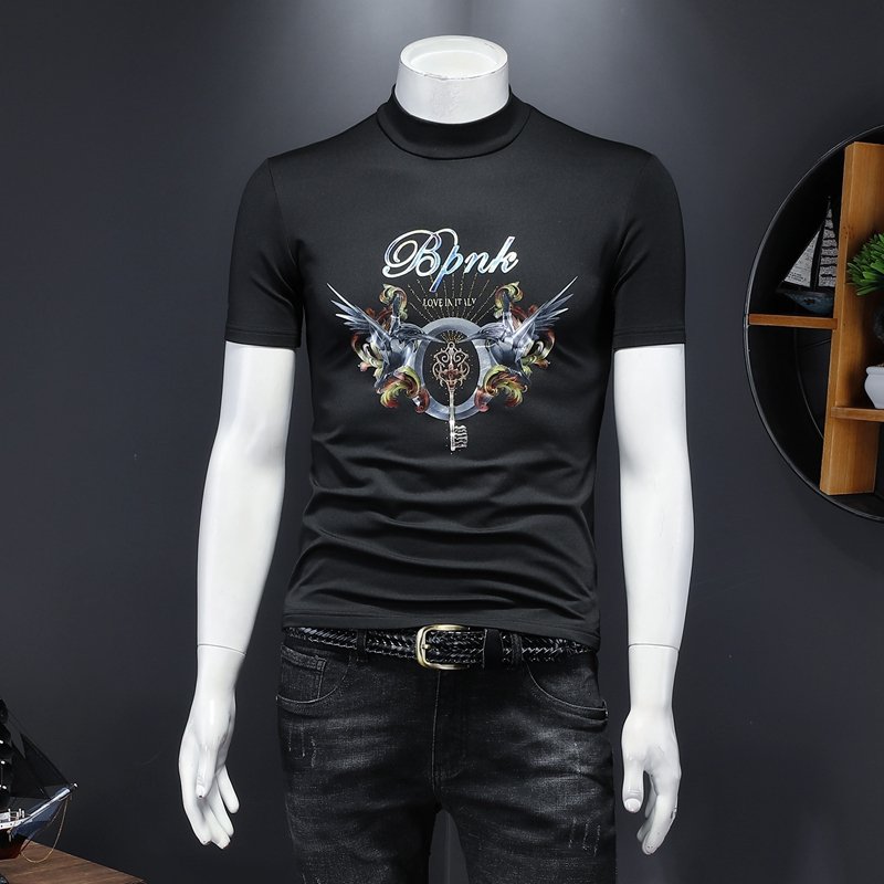 European Size Men Short Sleeve O-neck T-shirt Solid Color Simple Loose Casual Hot Sale Polyester Men's Pullover T-shirt