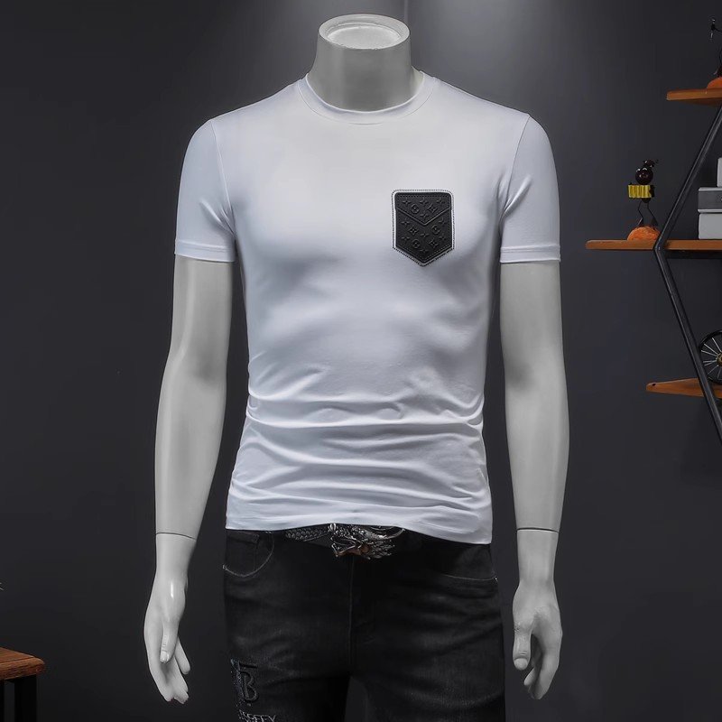 European Size Men Short Sleeve O-neck T-shirt Solid Color Simple Loose Casual Hot Sale Polyester Men's Pullover T-shirt