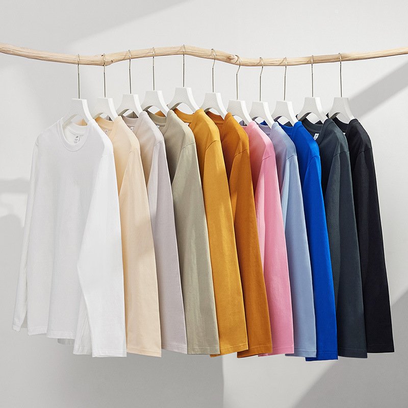 MT2293 Wholesales Custom 230g 100% Cotton Unisex Long Sleeve T-Shirts Plus Size Men's T-Shirts