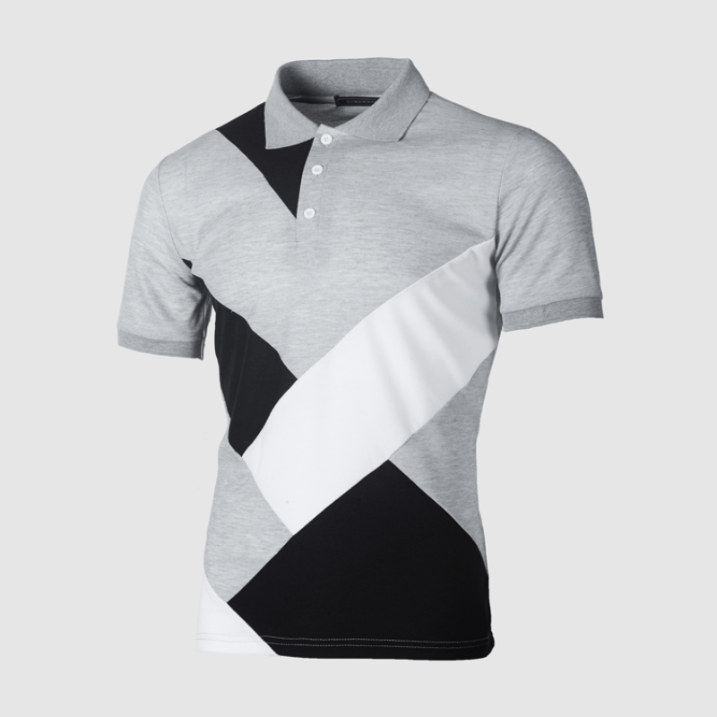 High Quality Men's T-Shirts Patchwork Polyester Casual Slim Fit Shirts Short Sleeve Three Colors Polo Shirt