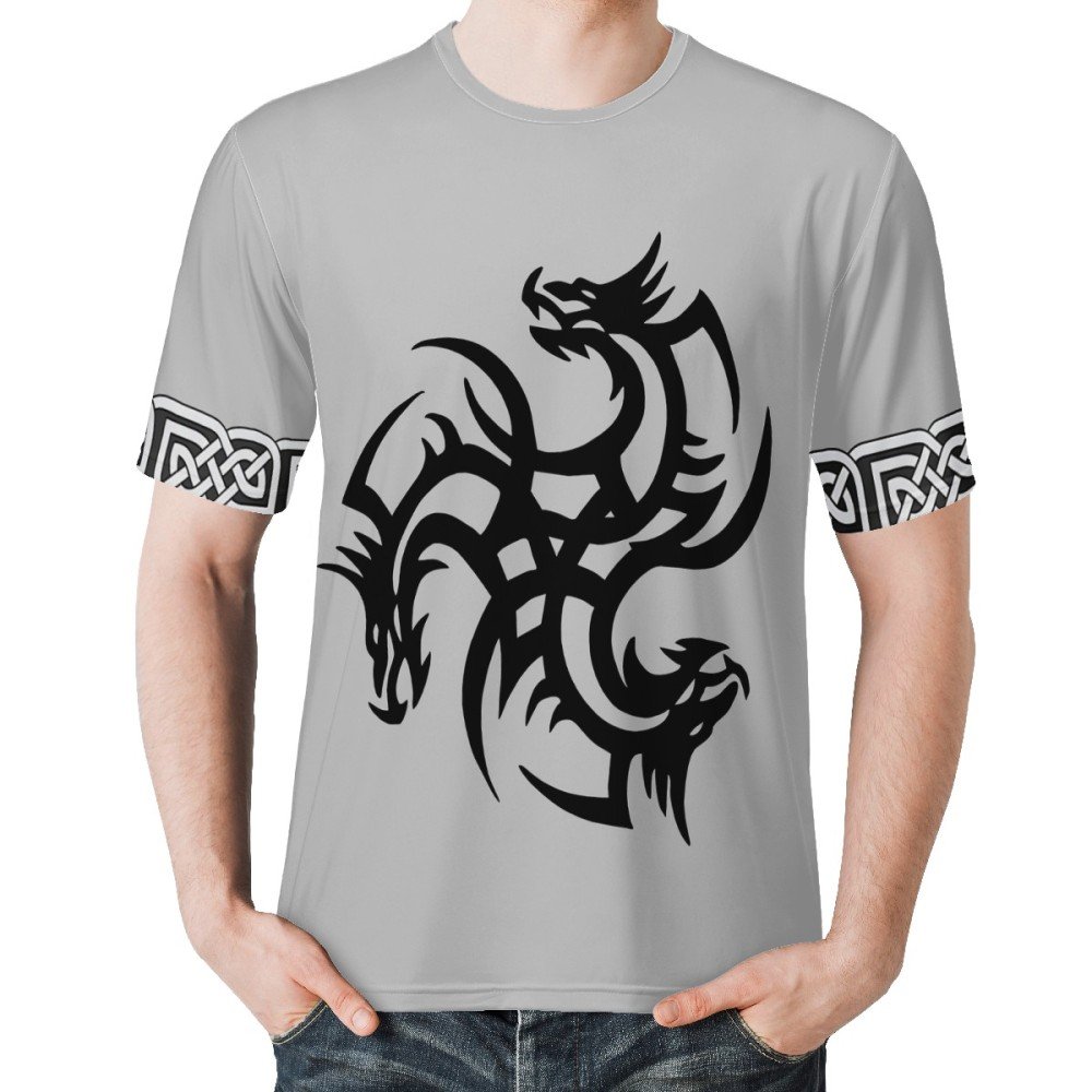 Hot Selling Vintage Wholesale Celtic Tattoo Design Printing Custom High Quality Short Sleeve Casual Shirt 5XL Men's T-shirt