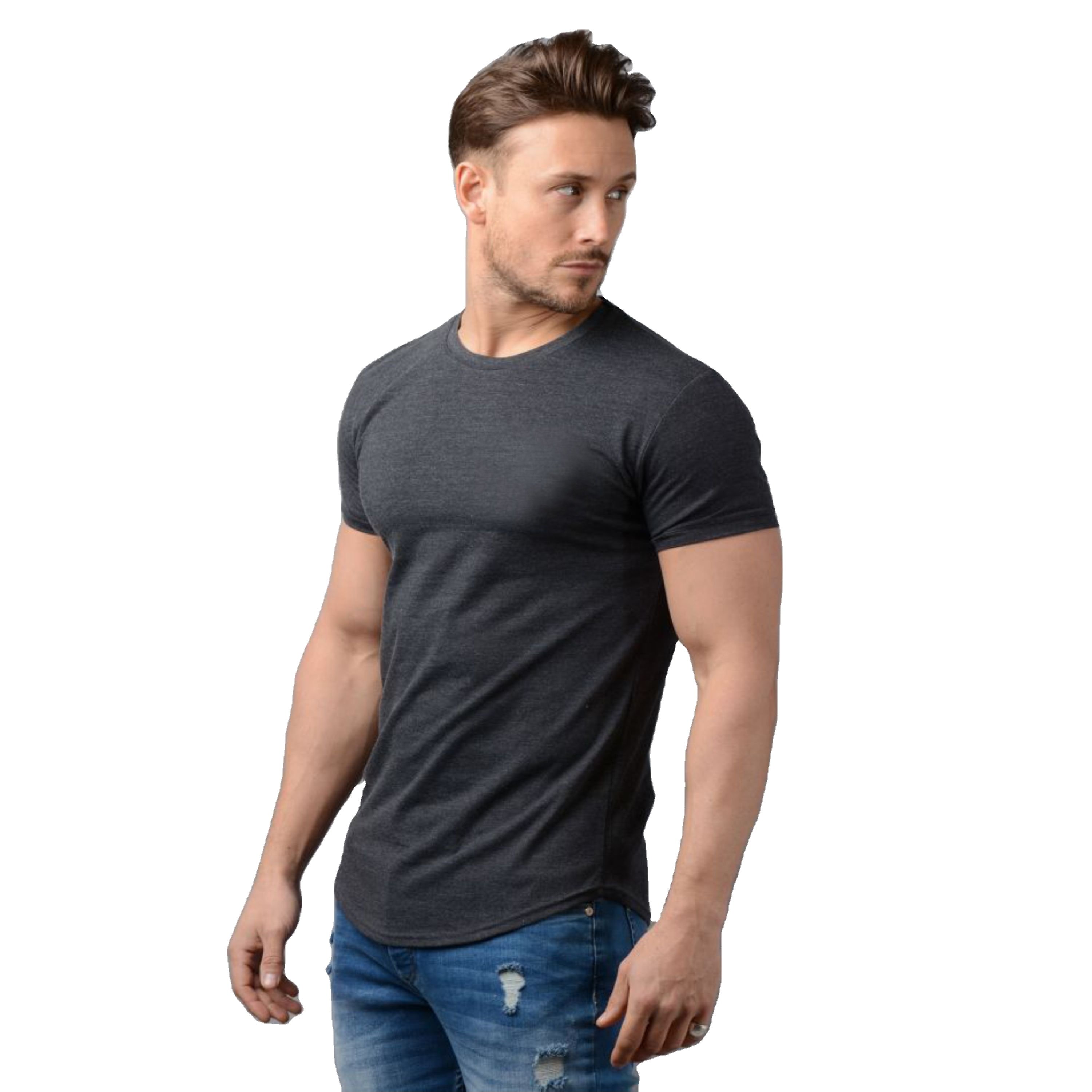Custom Manufacturer Men's Longline Oversized T-Shirt: Fashion Short Sleeve with Extended Curved Hem