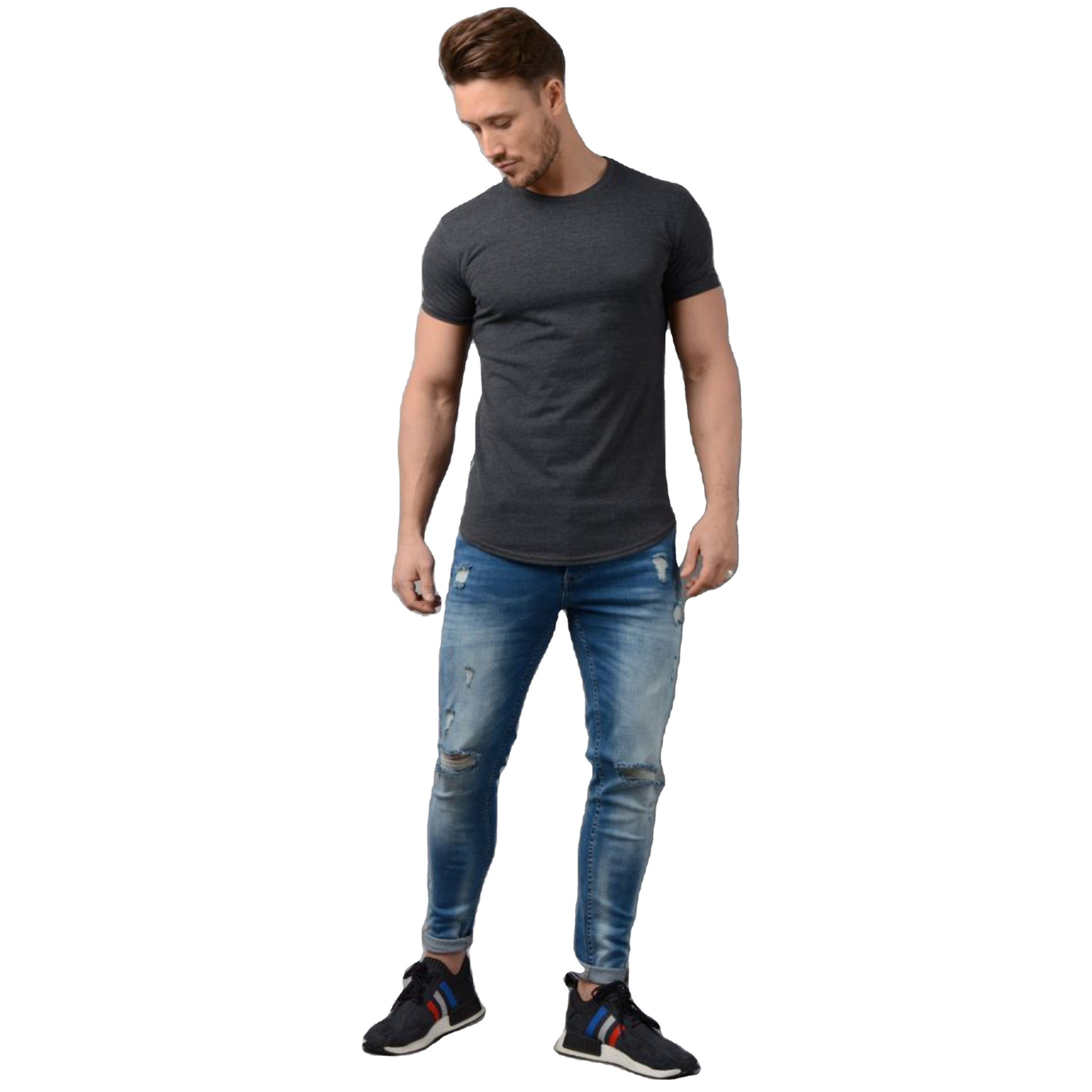 Custom Manufacturer Men's Longline Oversized T-Shirt: Fashion Short Sleeve with Extended Curved Hem
