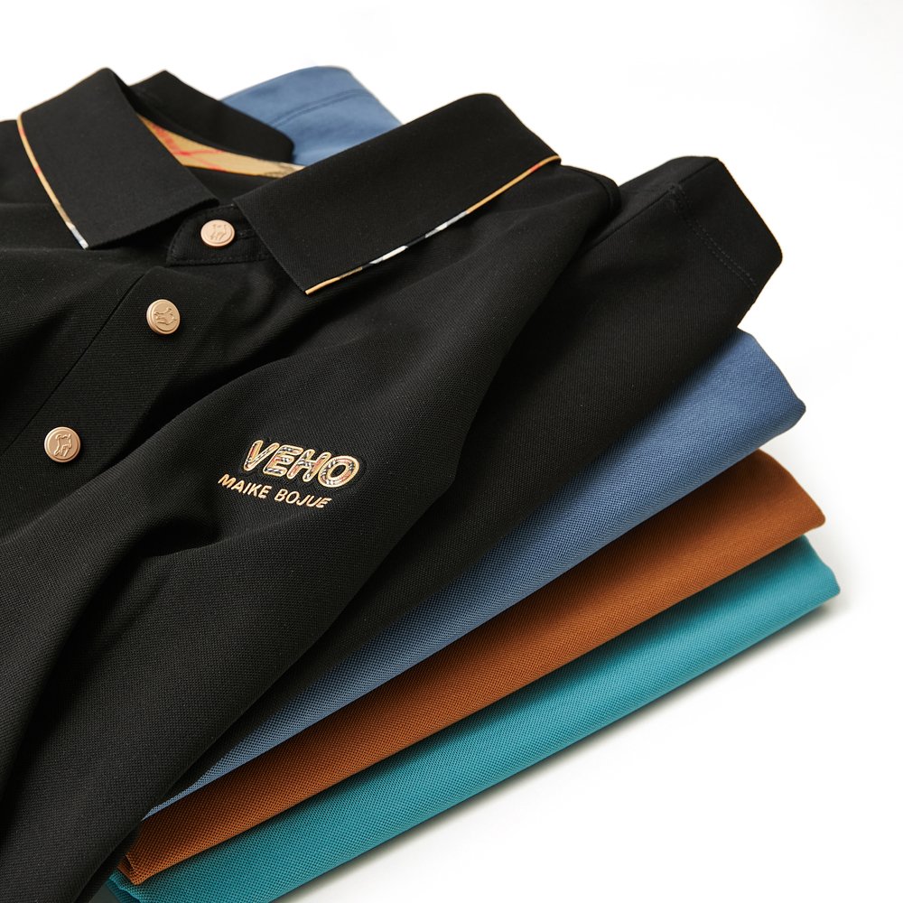 Solid Polo Collar Pure Cotton Polyester Spandex Moisture Wicking Men Polo T Shirt Custom Logo Embroidered Dry&fit