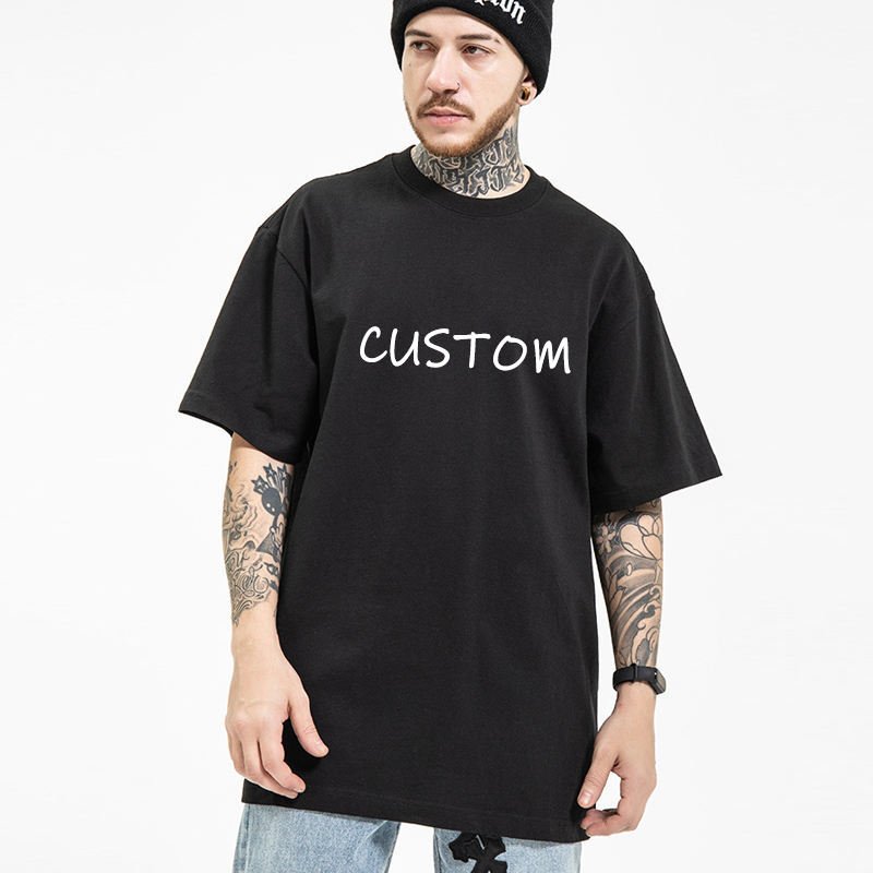 High Quality 250gsm Oversized Men Streetwear Tshirt Wholesale 100% Cotton Blanks Thick Collar T Shirt