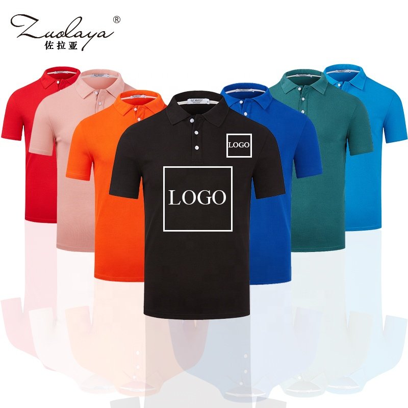 Custom Logo Printed Short Sleeve Fashion 240GSM 100% Cotton Mens Sports Polo Shirts With Collar Men Polo Shirts