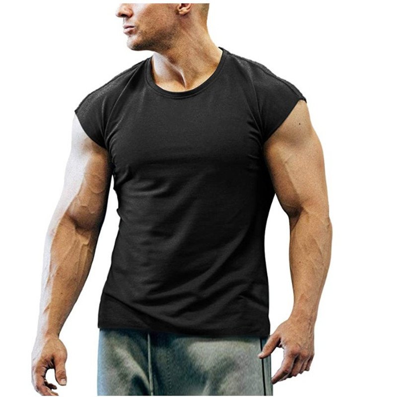 Spring/Summer New Slim Fit Short sleeved Men's T-shirt Youth Muscle Fitness European and American Men's T-shirt Large Men's Wear