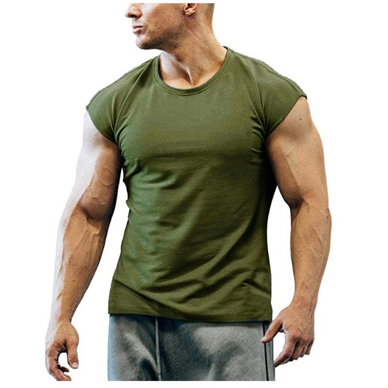 Spring/Summer New Slim Fit Short sleeved Men's T-shirt Youth Muscle Fitness European and American Men's T-shirt Large Men's Wear