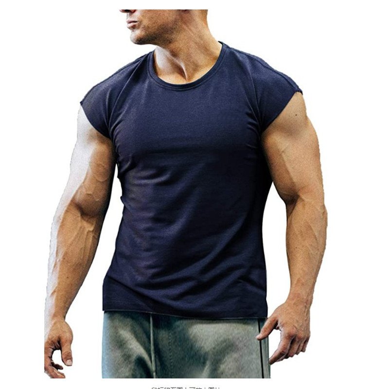 Spring/Summer New Slim Fit Short sleeved Men's T-shirt Youth Muscle Fitness European and American Men's T-shirt Large Men's Wear