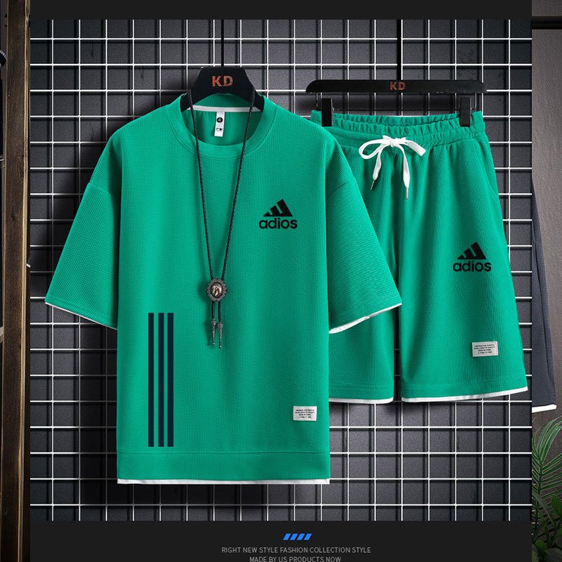 Hot Selling Men's Summer Thin Quick Drying Sportswear Men's Set With Short Sleeve Top And Sport Shorts