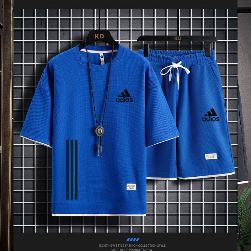 Hot Selling Men's Summer Thin Quick Drying Sportswear Men's Set With Short Sleeve Top And Sport Shorts