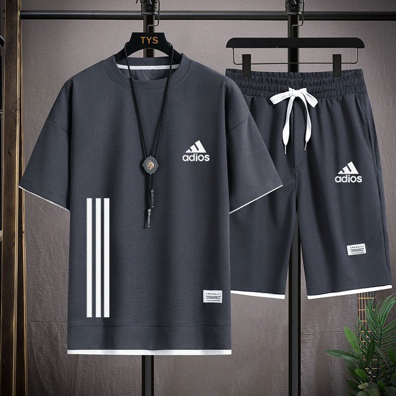 Hot Selling Men's Summer Thin Quick Drying Sportswear Men's Set With Short Sleeve Top And Sport Shorts