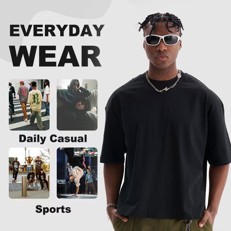 high quality cropped boxy fit men's t-shirt casual oversized tshirt blank custom t shirt for men