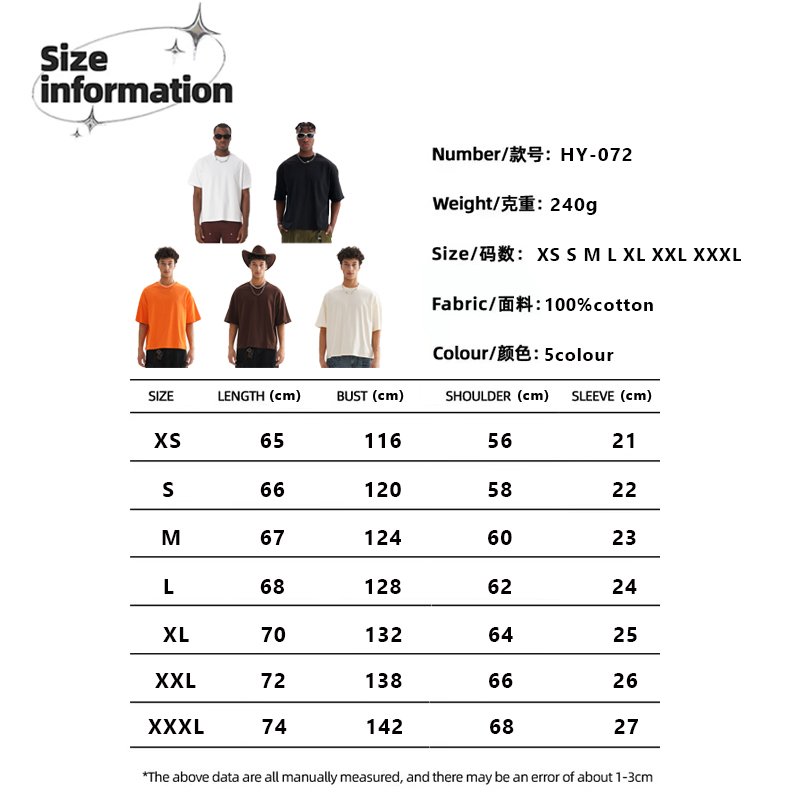 high quality cropped boxy fit men's t-shirt casual oversized tshirt blank custom t shirt for men