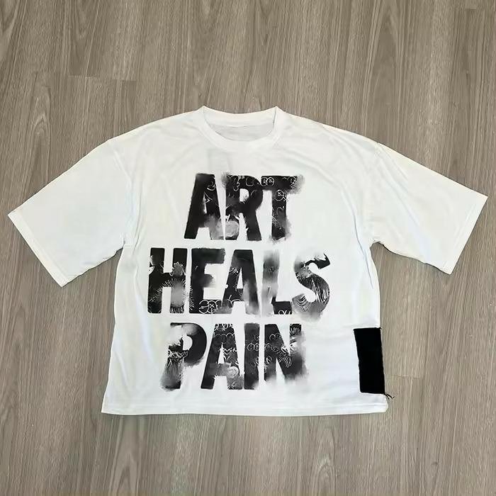 Custom white Unisex t shirit 100%Cotton heavyweight Screen Printing Plus size Oversized Boxy Fit Graphic men's T shirts