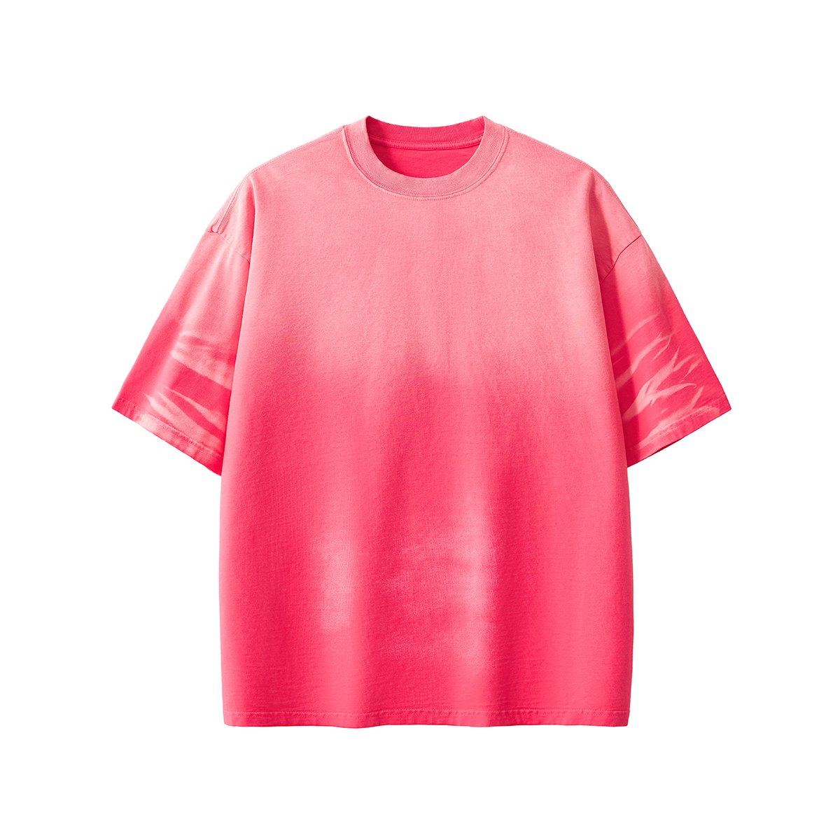 Acid Washed oversize T Shirt 280GSM 100% heavy cotton Vintage Spray Wash Gradient color tshirt sleeve Striped T-shirt