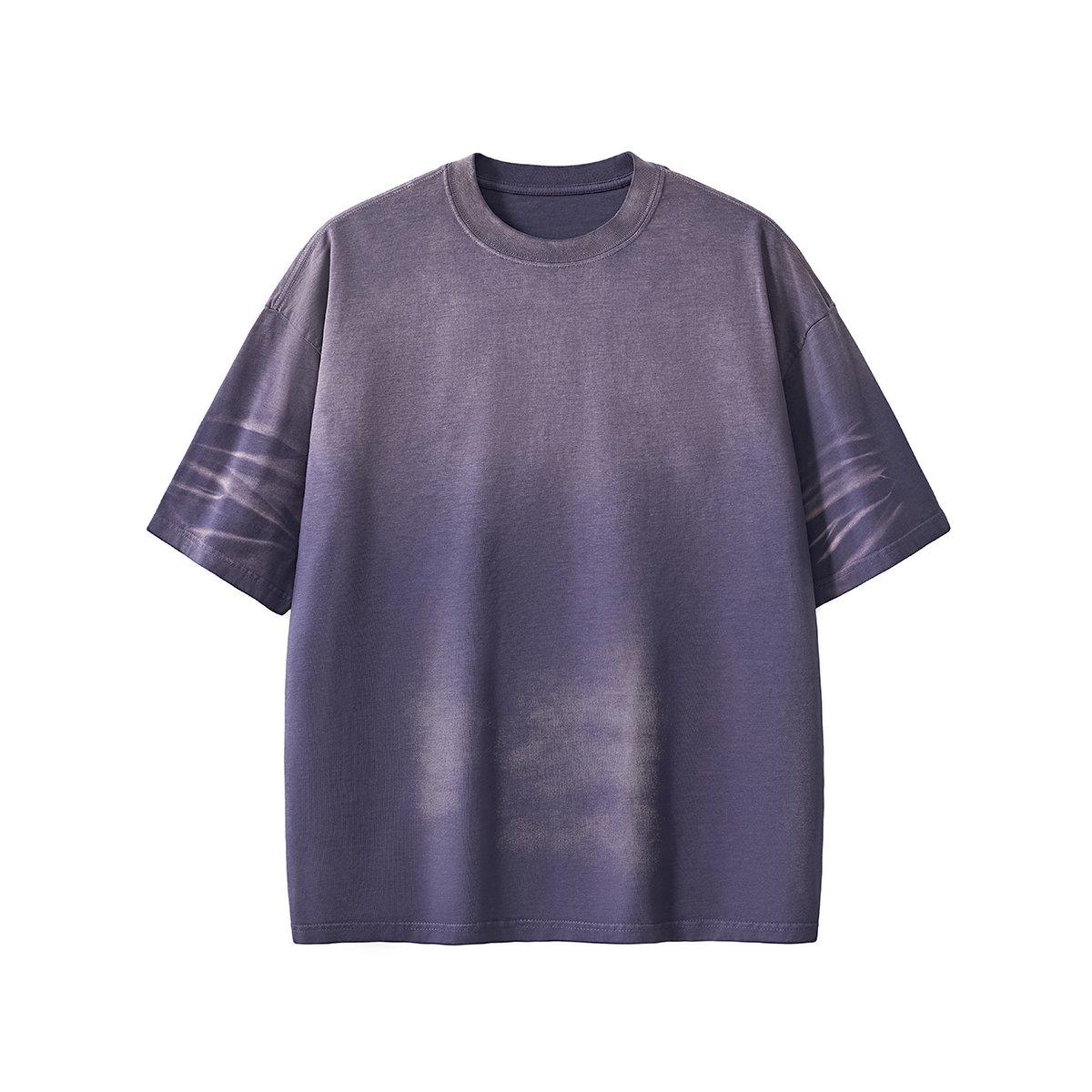 Acid Washed oversize T Shirt 280GSM 100% heavy cotton Vintage Spray Wash Gradient color tshirt sleeve Striped T-shirt