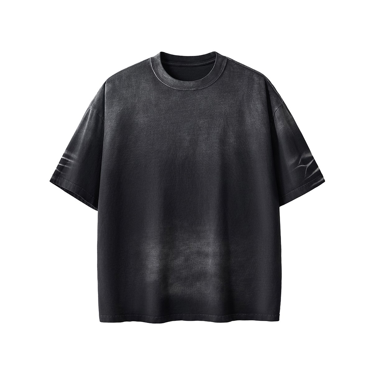 Acid Washed oversize T Shirt 280GSM 100% heavy cotton Vintage Spray Wash Gradient color tshirt sleeve Striped T-shirt