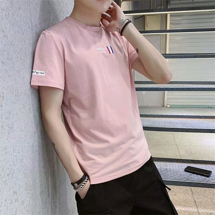 Summer new men's short sleeved T-shirt trend slim fit half sleeved casual fashion brand T-shirt