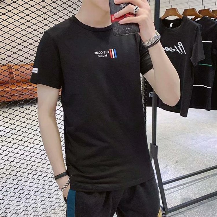 Summer new men's short sleeved T-shirt trend slim fit half sleeved casual fashion brand T-shirt