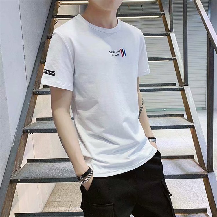 Summer new men's short sleeved T-shirt trend slim fit half sleeved casual fashion brand T-shirt
