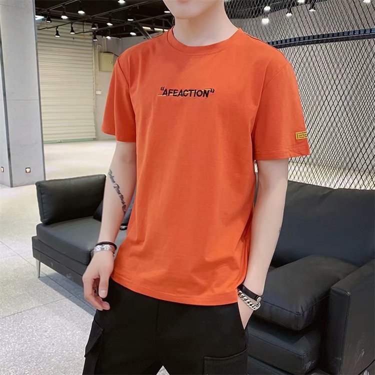 Summer new men's short sleeved T-shirt trend slim fit half sleeved casual fashion brand T-shirt