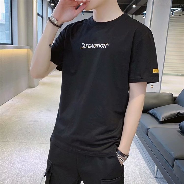 Summer new men's short sleeved T-shirt trend slim fit half sleeved casual fashion brand T-shirt