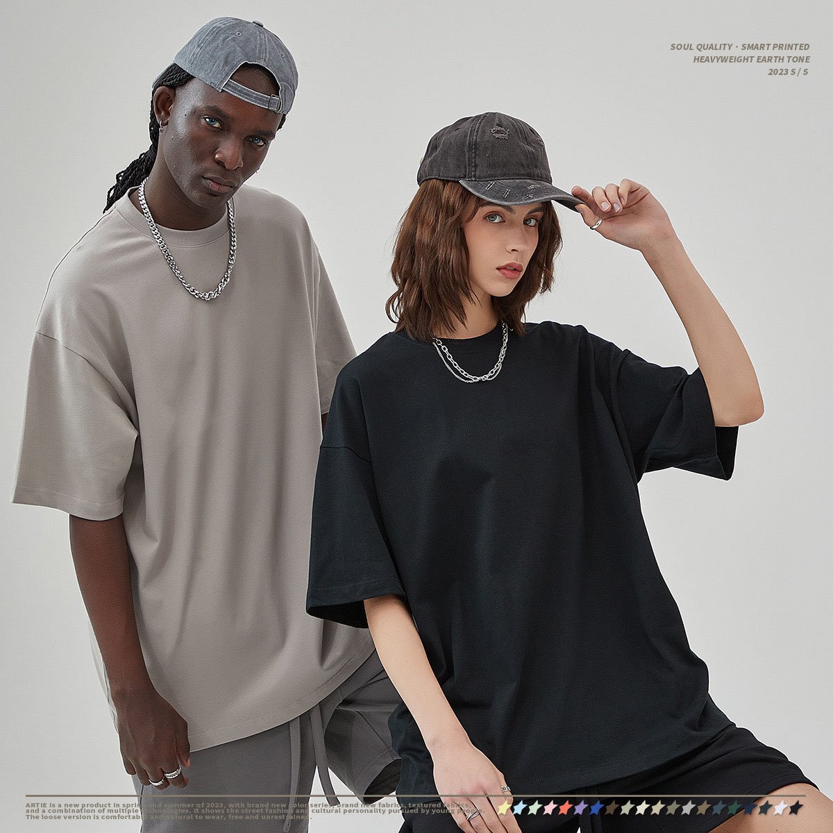 Y-X fashion brand short sleeved Solid color slogan print casual 100% cotton short-sleeved T-shirts for men's and women clothing