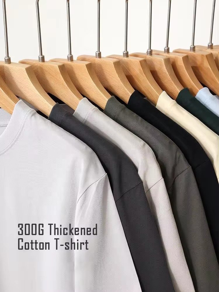 High Quality 100% Cotton Heavyweight 300gsm Unisex Oversize Loose Fit Solid Color Casual Short Sleeve Men's & Women's T-shirt