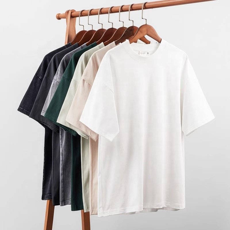 High Quality 100% Cotton Heavyweight 300gsm Unisex Oversize Loose Fit Solid Color Casual Short Sleeve Men's & Women's T-shirt