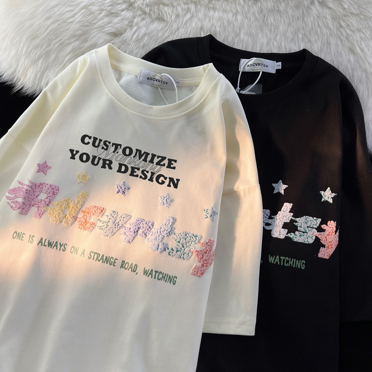 Factory Cotton Outdoor 3D Embossed short sleeve Custom 3D Puff Print Plain T Shirt Foam Screen Plus Size Men's T-Shirts