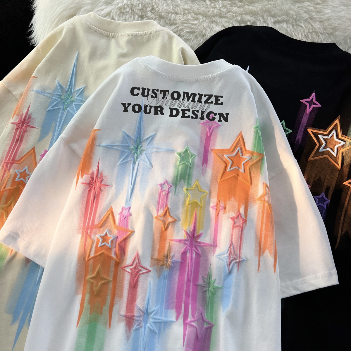 Factory Cotton Outdoor 3D Embossed short sleeve Custom 3D Puff Print Plain T Shirt Foam Screen Plus Size Men's T-Shirts