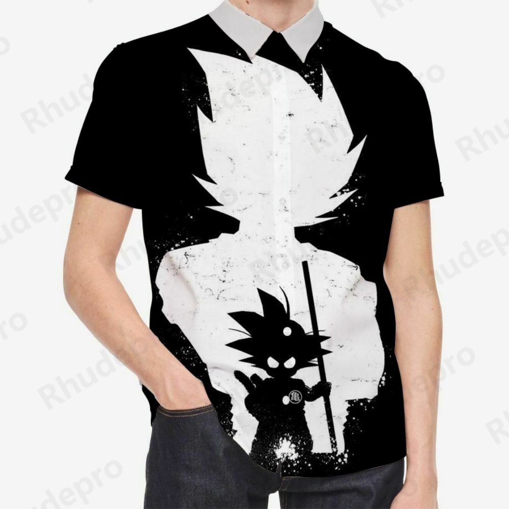 Summer Blouse Men's Shirt Short Sleeve Shirts Dragon Balls Goku Original 2024 Social Fashion Male Clothes Beach Style Cute Cool