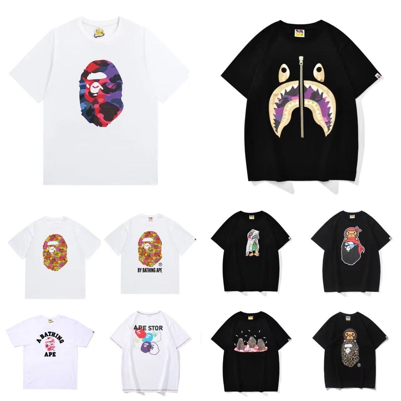 Top Quality New arrival Brand Fashion Designer Bapees T-shirt Men's T-shirts Loose Printed Ape Tee Shirts T-shirt Streetwear