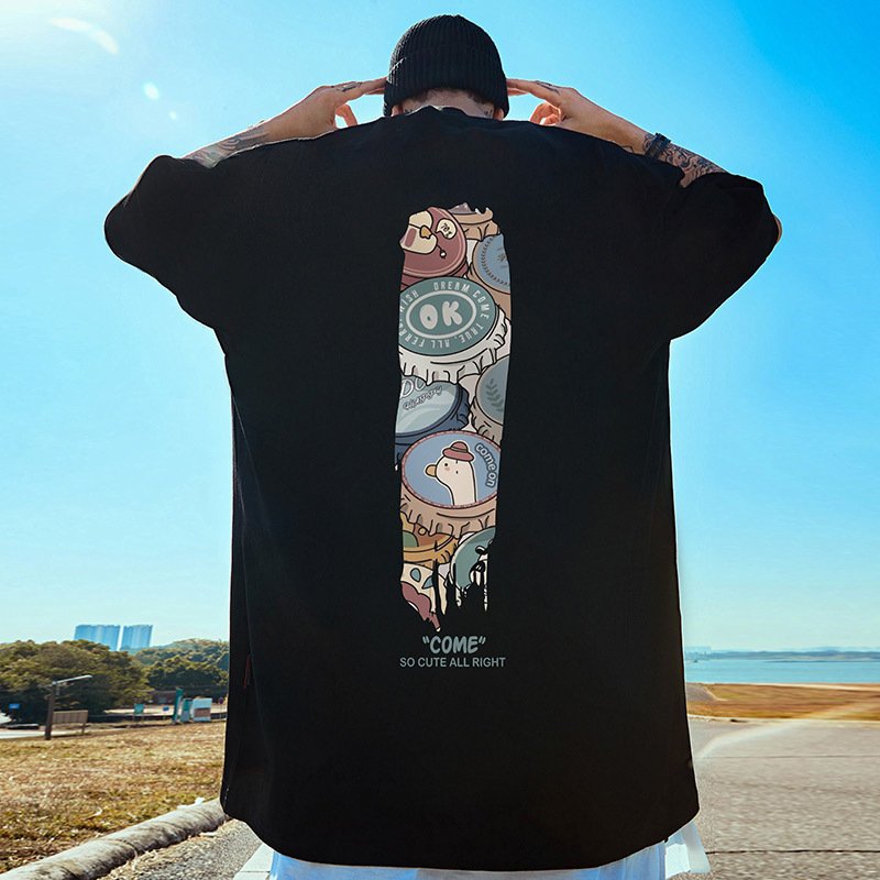 men's t-shirts Pattern T-shirt printed short sleeved T shirt summer fashion street hip hop High Street loose top