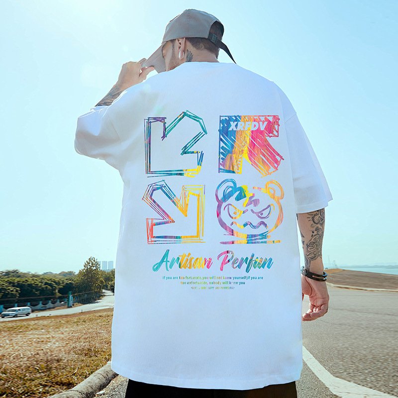 men's t-shirts Pattern T-shirt printed short sleeved T shirt summer fashion street hip hop High Street loose top