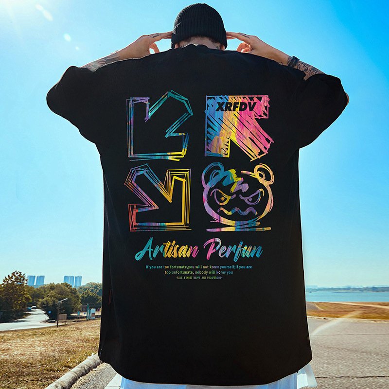 men's t-shirts Pattern T-shirt printed short sleeved T shirt summer fashion street hip hop High Street loose top