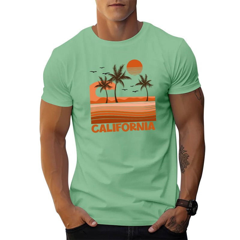 2024 New America fashion t shirt gym men California sandbeach letter graphic t shirts print Cotton Street Wear men's t-shirts