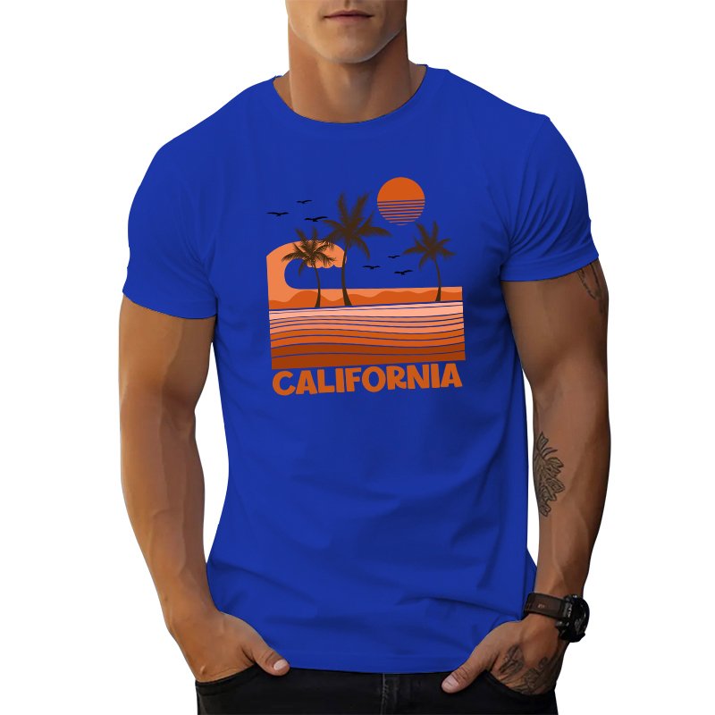 2024 New America fashion t shirt gym men California sandbeach letter graphic t shirts print Cotton Street Wear men's t-shirts
