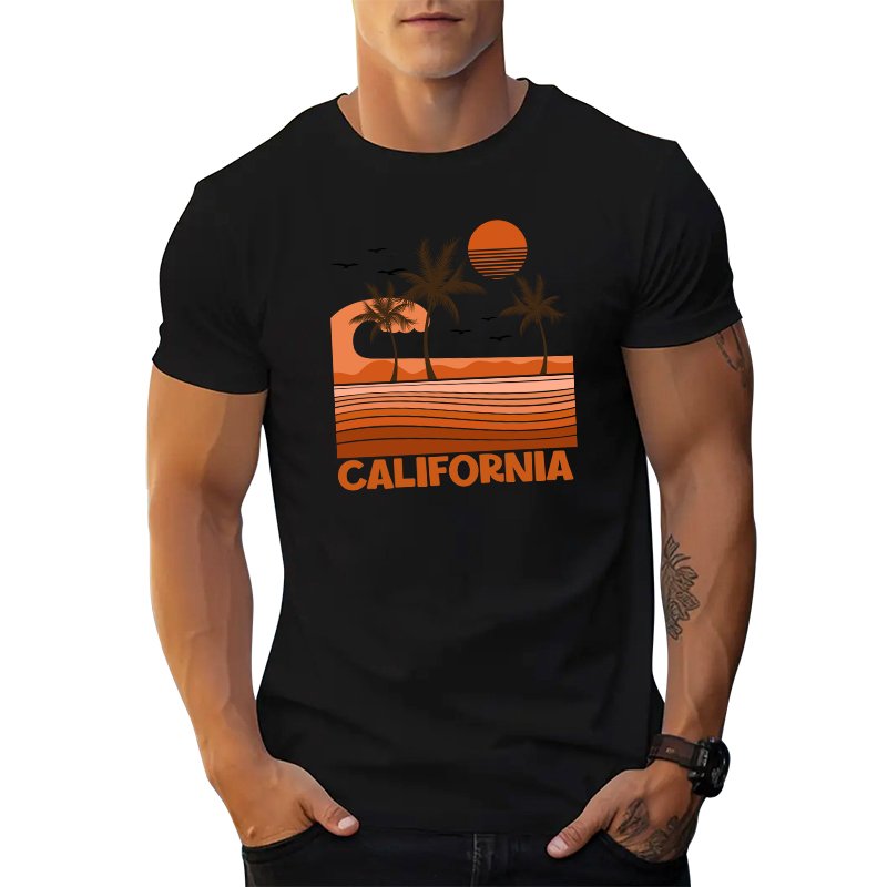 2024 New America fashion t shirt gym men California sandbeach letter graphic t shirts print Cotton Street Wear men's t-shirts