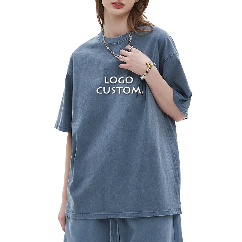 Outdoor Casual Loose Breathable Drop Shoulder Mens T Shirt Custom Logo Washed Dyed Distress Men's T Shirts