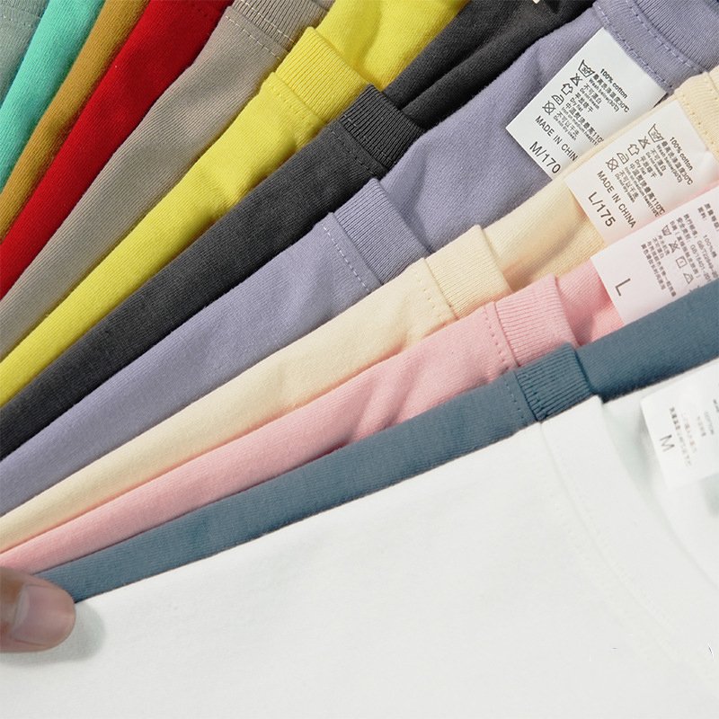 Hot Sale 100% Cotton Unisex Oversized Solid Short Sleeves T-shirt Breathable Skin Friendly Quick Drying Casual Top Shirt