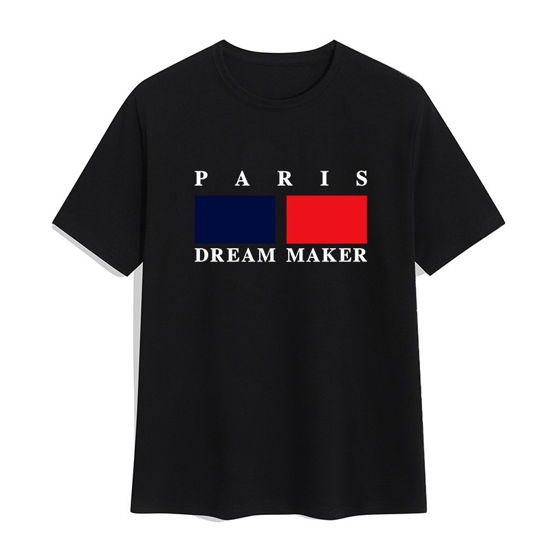 French romantic street wear t shirt heavy loose Breathable paris dream maker letter graphic t shirts print cotton men's t-shirts