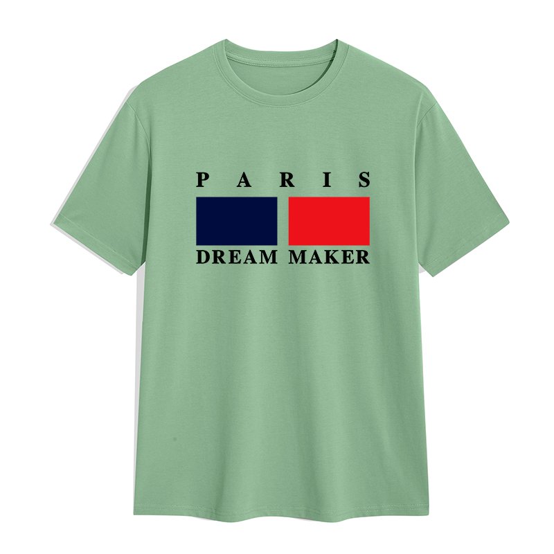 French romantic street wear t shirt heavy loose Breathable paris dream maker letter graphic t shirts print cotton men's t-shirts