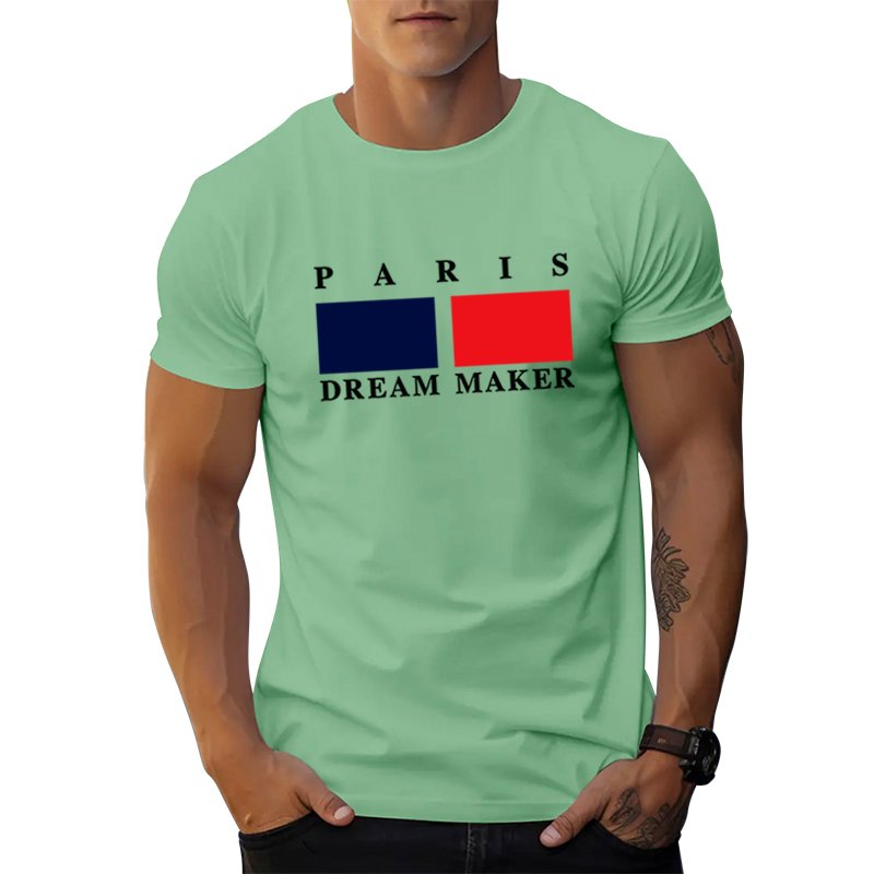 French romantic street wear t shirt heavy loose Breathable paris dream maker letter graphic t shirts print cotton men's t-shirts