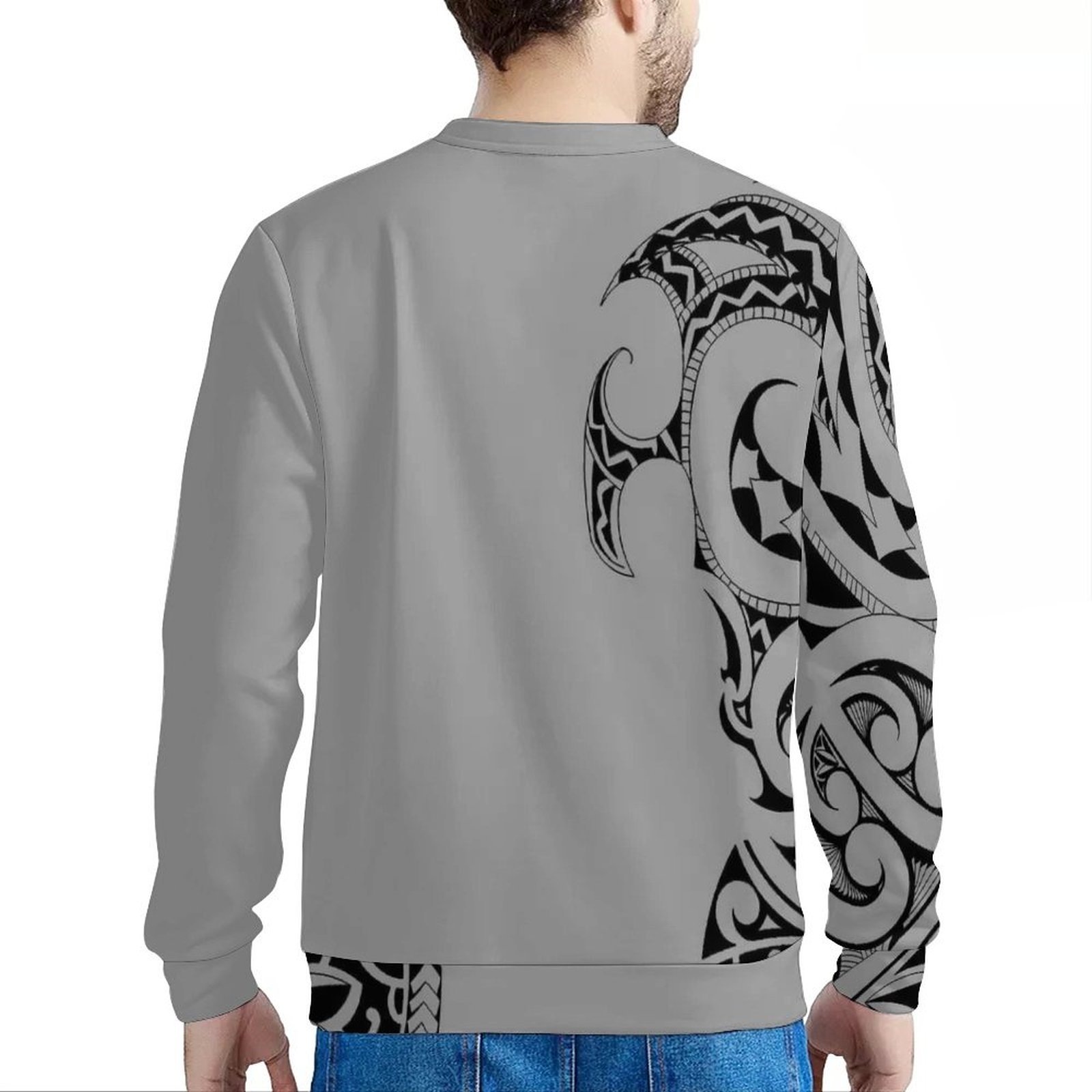 High Quality Custom Blank Plus Size Men's t-Shirts Long Sleeve Crewneck Sweatshirt Oversized Polynesian Samoa Tribal Mens Tops