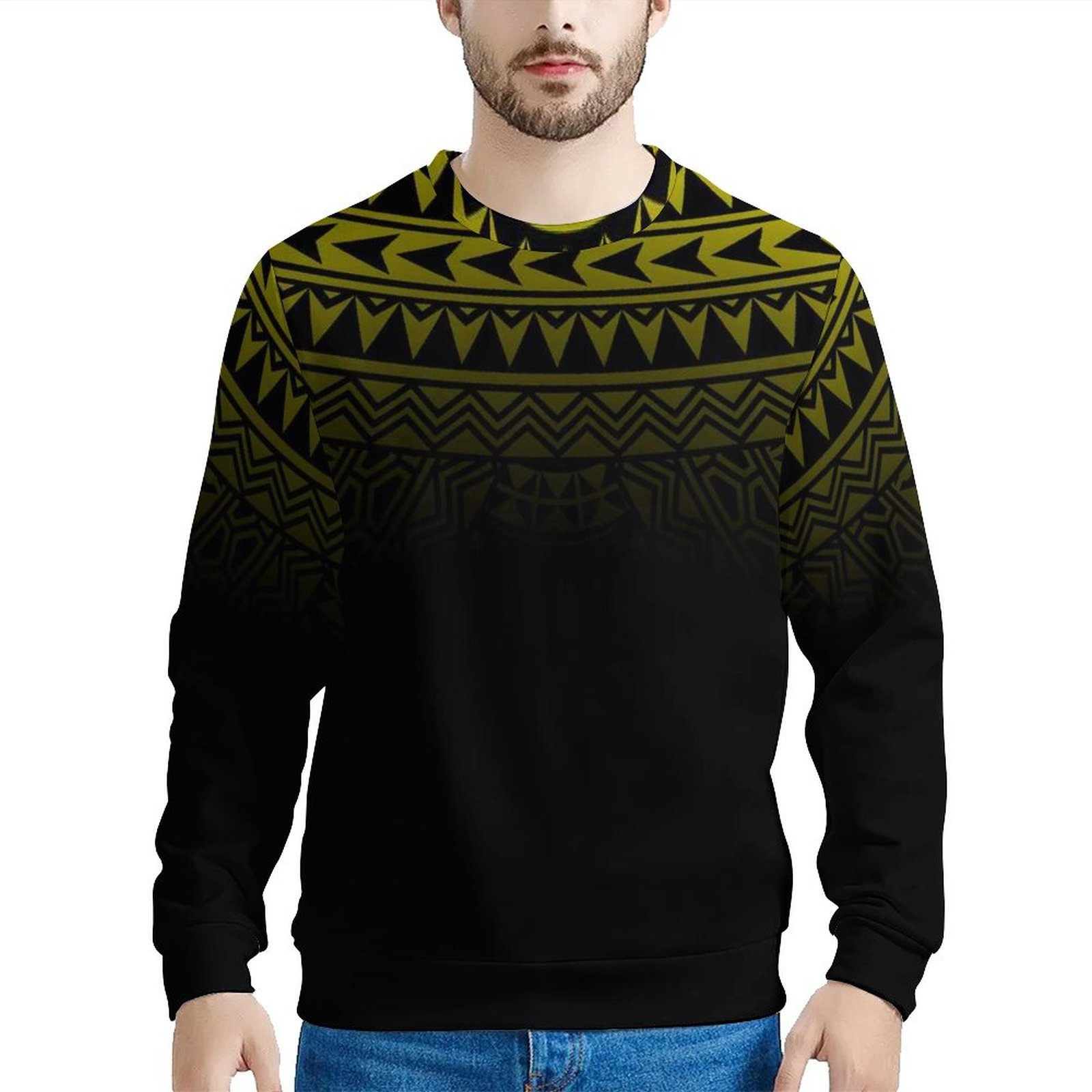 High Quality Custom Blank Plus Size Men's t-Shirts Long Sleeve Crewneck Sweatshirt Oversized Polynesian Samoa Tribal Mens Tops