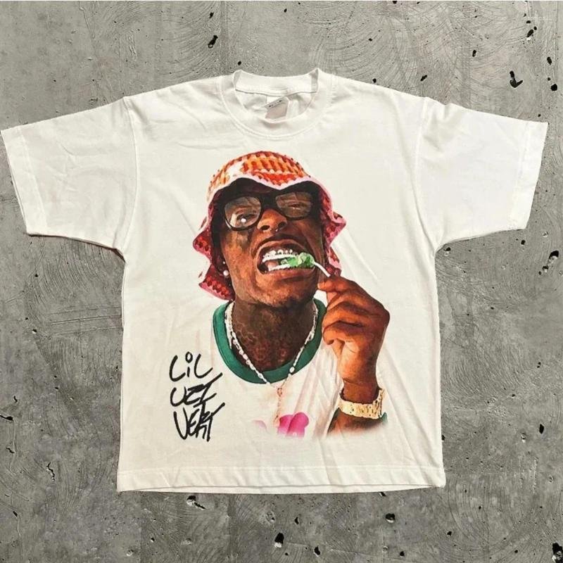 Men's T Shirts High Street Retro Trend Portrait Print Short Sleeve T-shirt For Men Y2k Goth Harajuku Hip Hop Couple Casual Loose