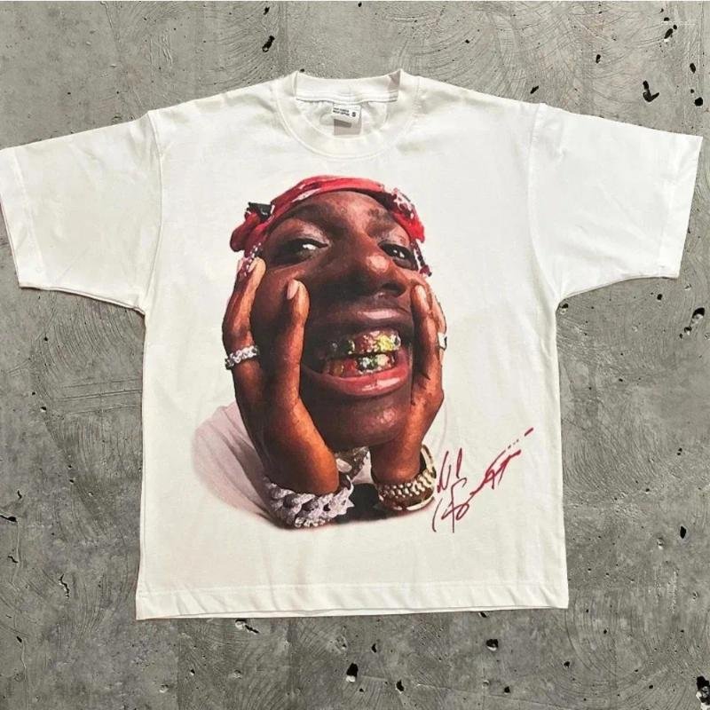 Men's T Shirts High Street Retro Trend Portrait Print Short Sleeve T-shirt For Men Y2k Goth Harajuku Hip Hop Couple Casual Loose